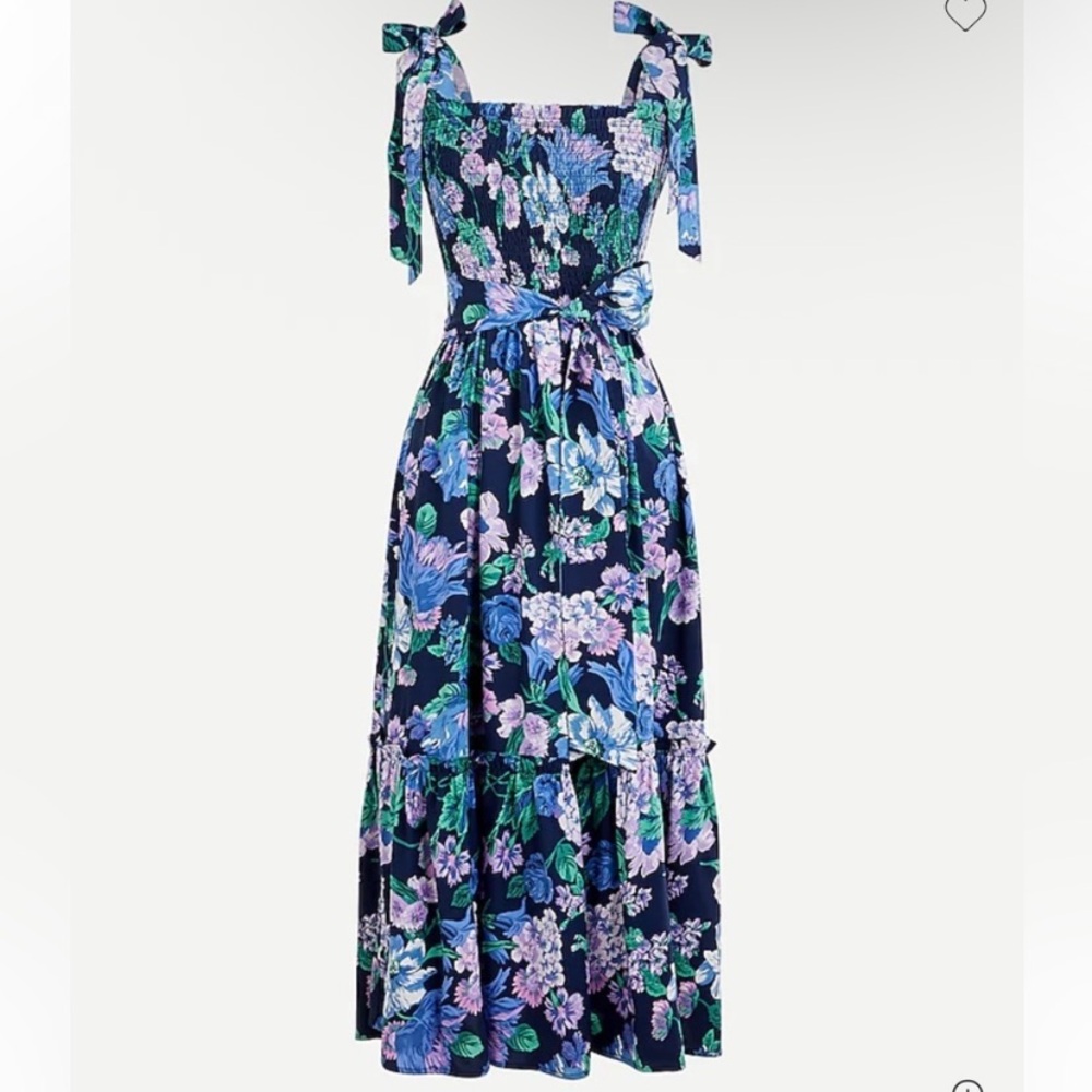 J. Crew Blue Floral Midi Dress